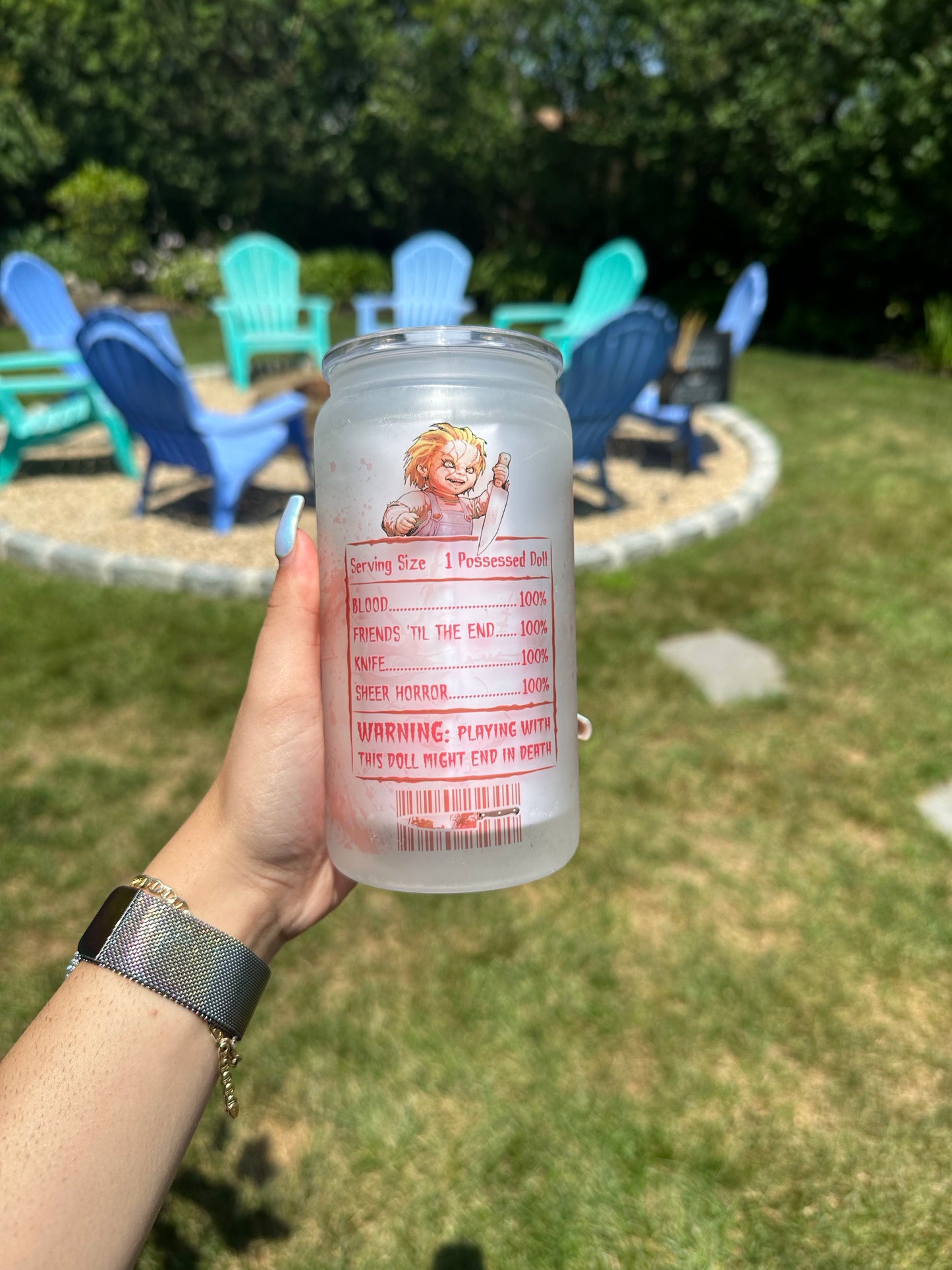 Chucky Doll Libby Glass Can