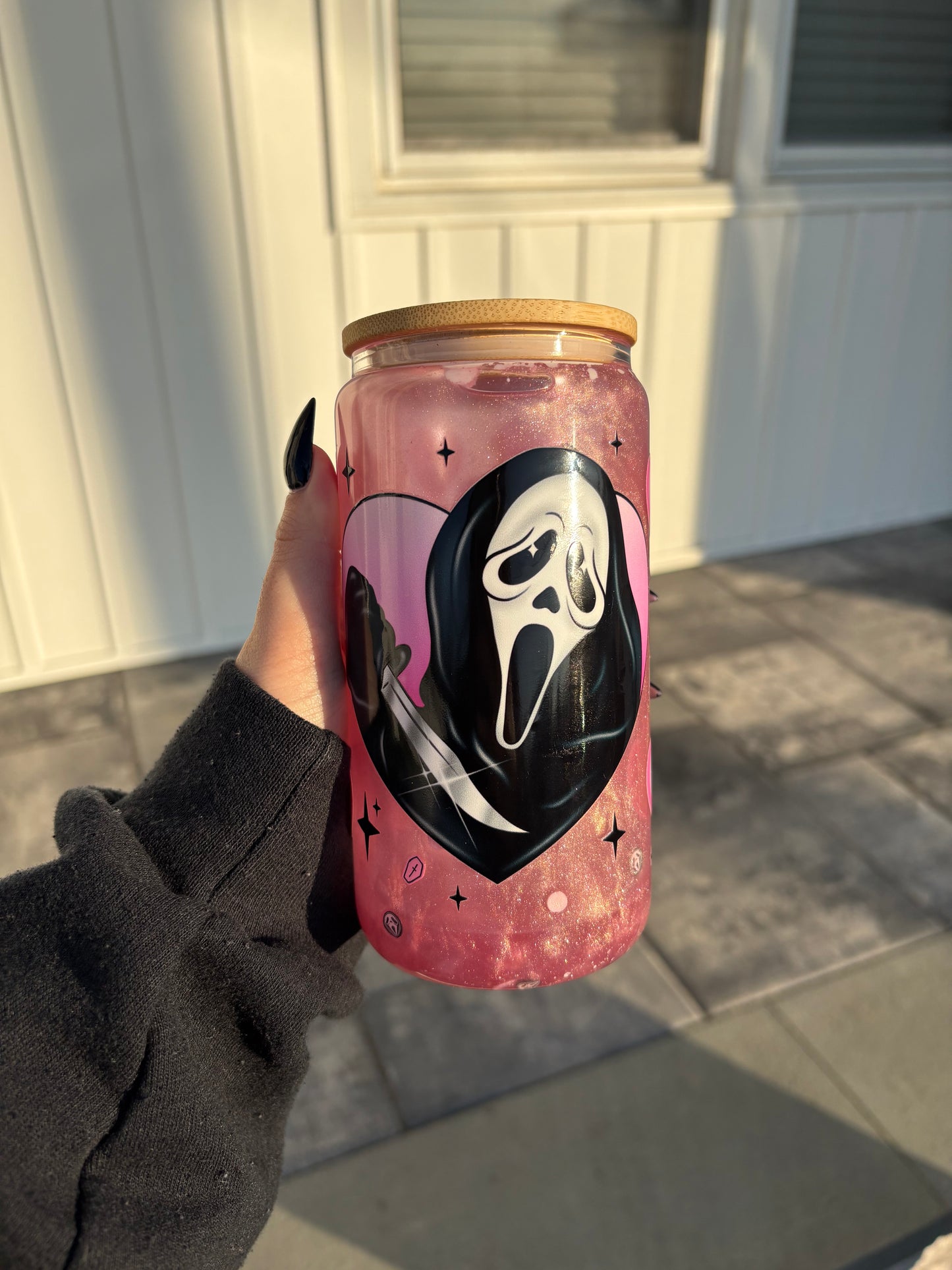 16oz Glass with handle cat eye