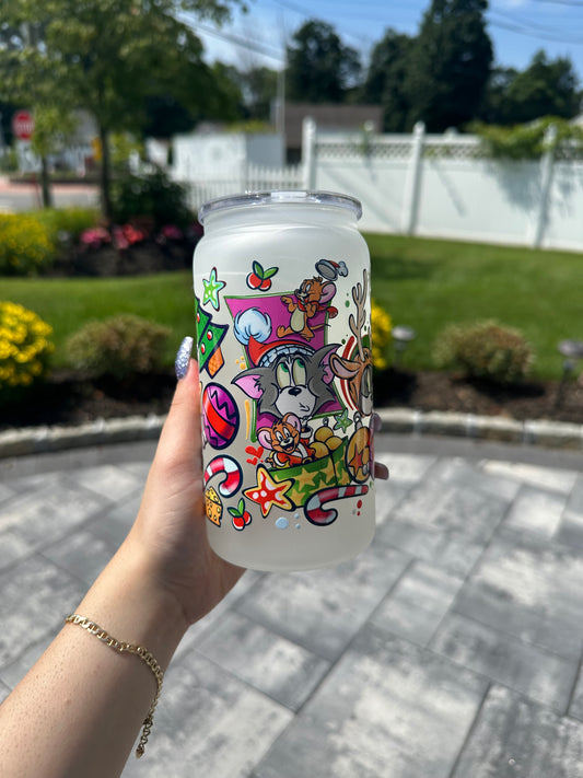 Tom and Jerry 16oz Frosted Glass