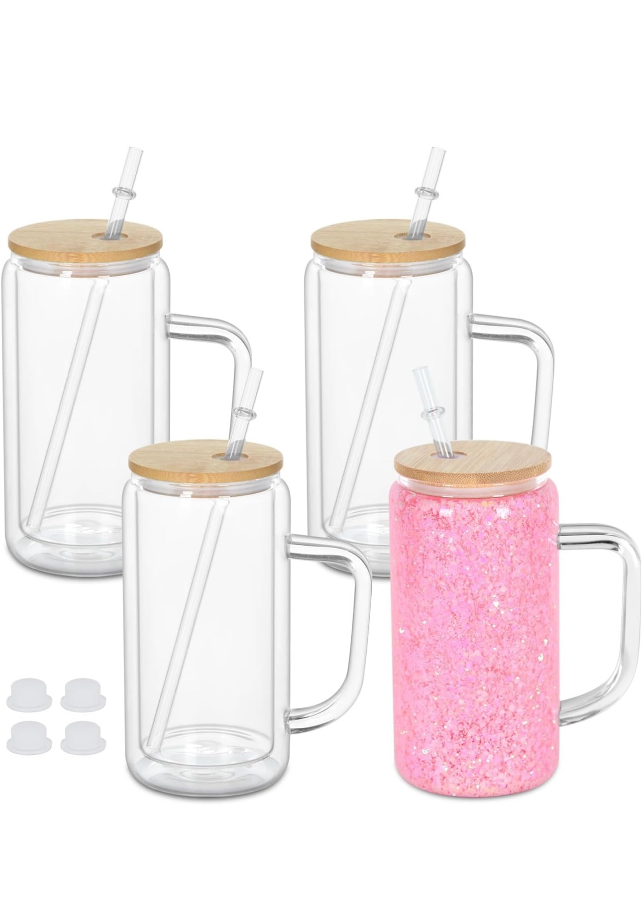 16oz glass can with handle