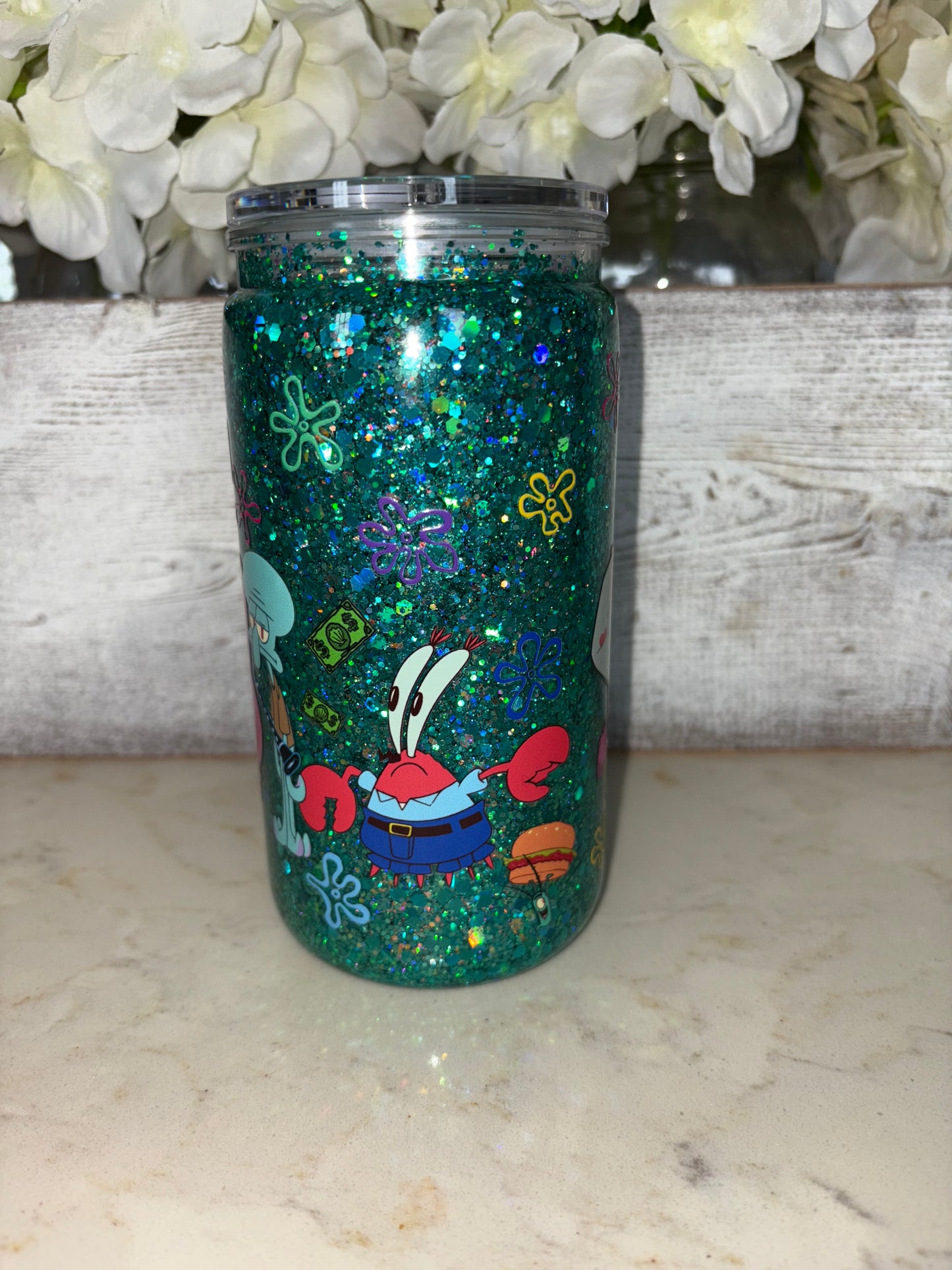 16oz acrylic snowglobe tumbler